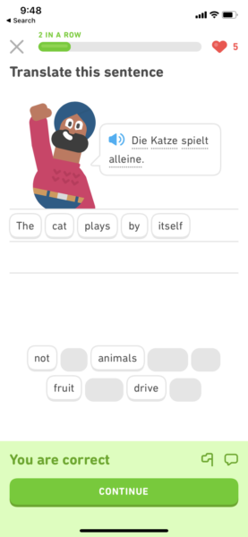 Duolingo success screen