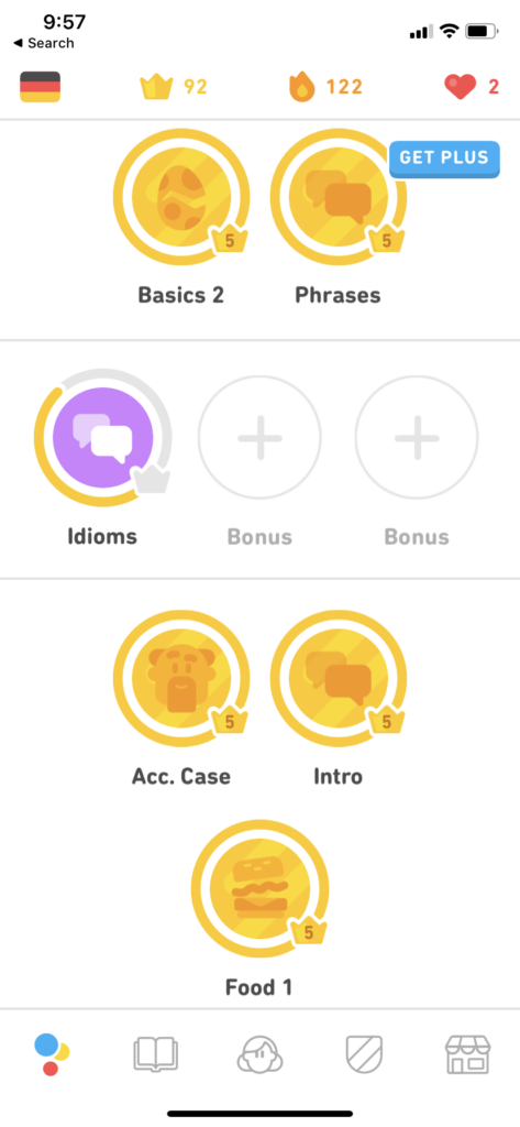 Duolingo selection screen